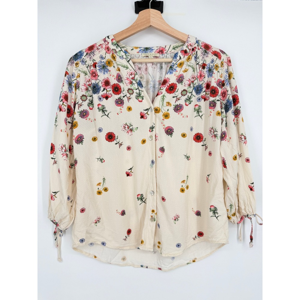 Kate & Sam Floral Boho Button Front Top 3/4 sleeves‎ Size S